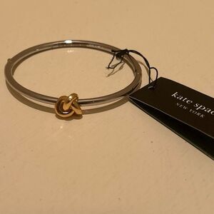 Kate Spade Two Tone Knot Hinge Bangle Bracelet Silver Gold Stackable Elegant NWT